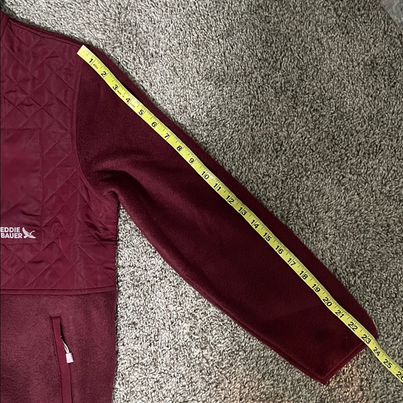 Eddie Bauer Women's Mixed Media Red Fleece Jacket Size Small - Picture 10 of 12